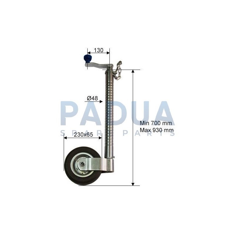 RUOTINO D'APPOGGIO TELESCOPICO ANTISCIVOLO TUBO Ø mm. 48 - PORTATA STATICA KG. 200