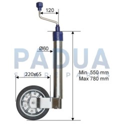 RUOTINO D'APPOGGIO TELESCOPICO TUBO Ø mm. 60 - PORTATA STATICA KG. 250