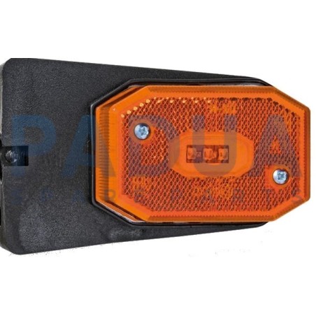 FANALE LAT. LED 12/24V ARANCIO C/SUPPORTO mm. 95x65x33