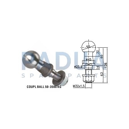 AL-KO SFERA DIRITTA Ø mm. 50 CARICO VERTICALE KG. 200